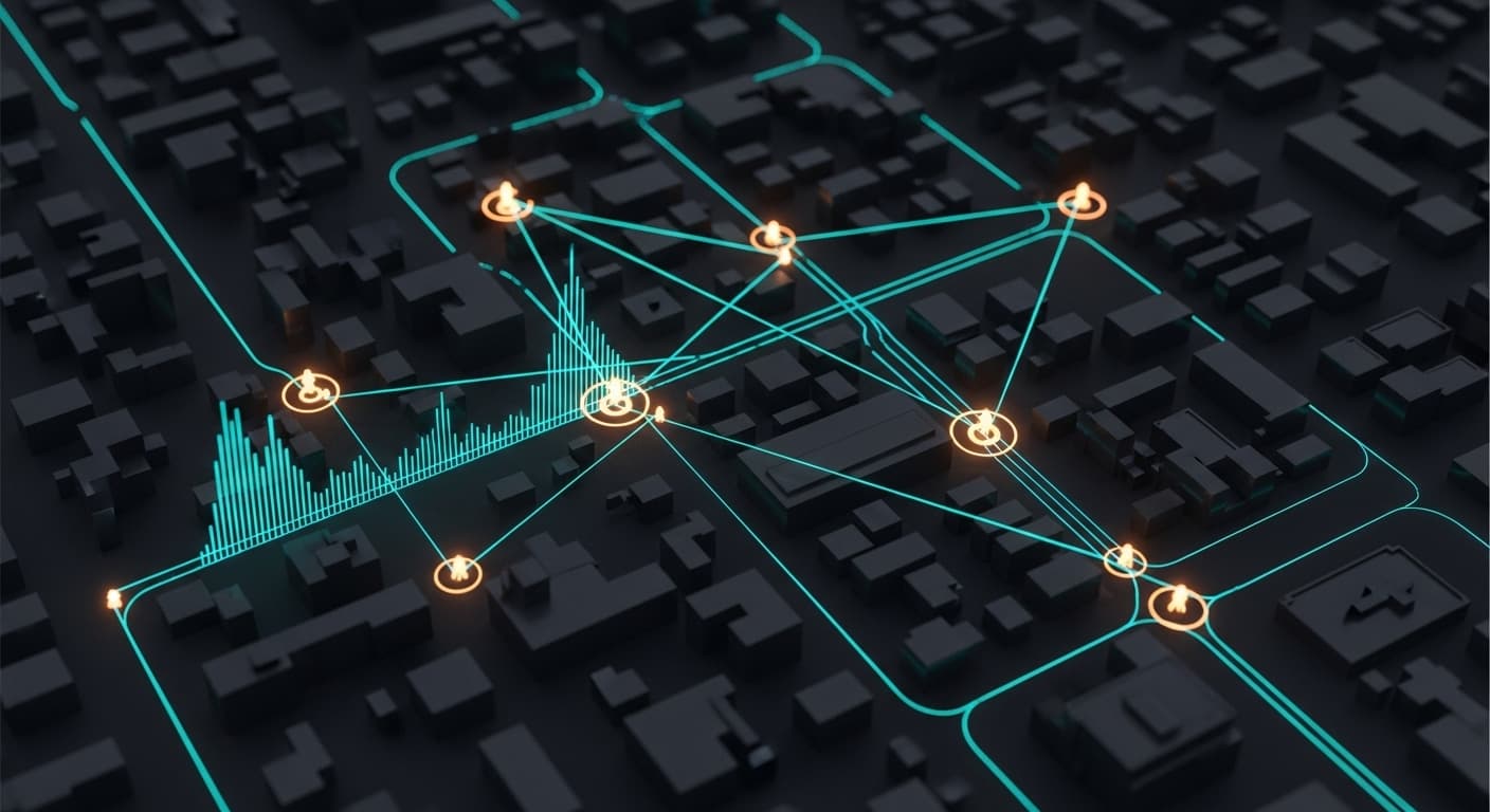 Visual Replacement: Stylized graphic of data collection from city streets.